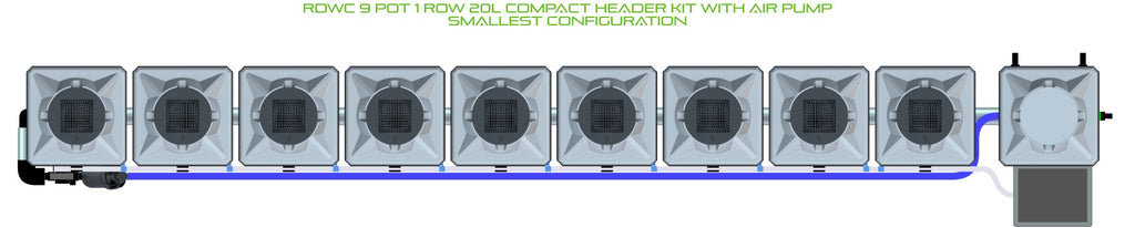 ALIEN Hydroponics RDWC 9 Pot 1 Row 20L Compact Header Kit with Air Pump product image 3