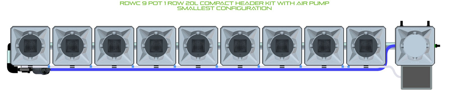 ALIEN Hydroponics RDWC 9 Pot 1 Row 20L Compact Header Kit with Air Pump product image 3