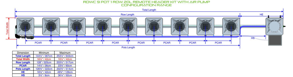 ALIEN Hydroponics RDWC 9 Pot 1 Row 20L Remote Header Kit with Air Pump product image 1
