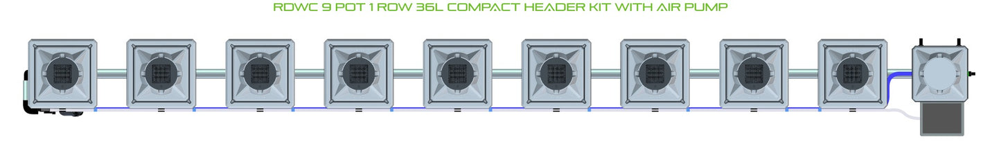 ALIEN Hydroponics RDWC 9 Pot 1 Row 36L Compact Header Kit with Air Pump product image 2