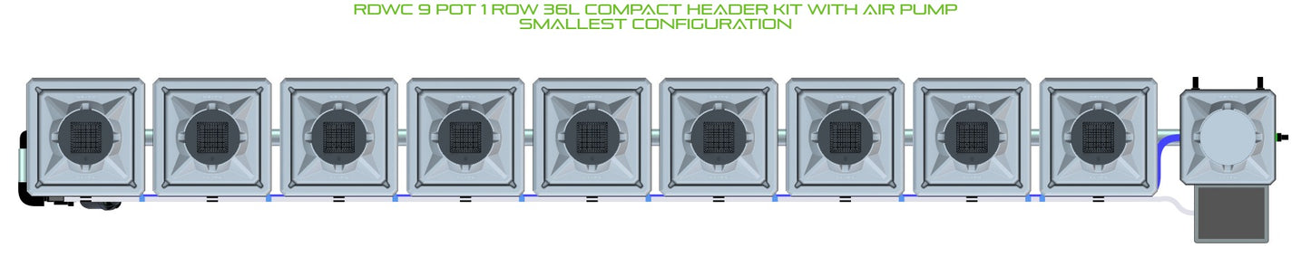ALIEN Hydroponics RDWC 9 Pot 1 Row 36L Compact Header Kit with Air Pump product image 3