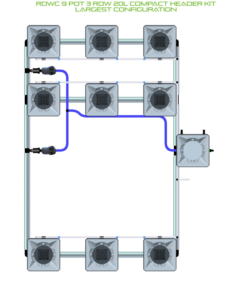 ALIEN Hydroponics RDWC 9 Pot 3 Row 20L Compact Header Kit product image 4