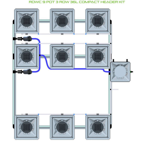 ALIEN Hydroponics RDWC 9 Pot 3 Row 36L Compact Header Kit product image 1