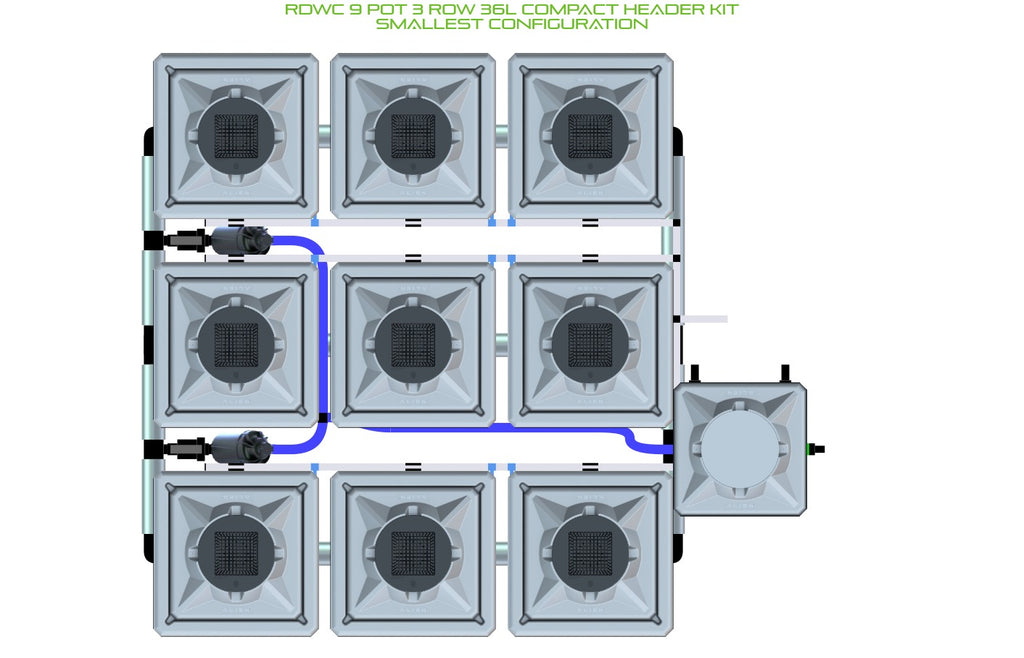 ALIEN Hydroponics RDWC 9 Pot 3 Row 36L Compact Header Kit product image 3