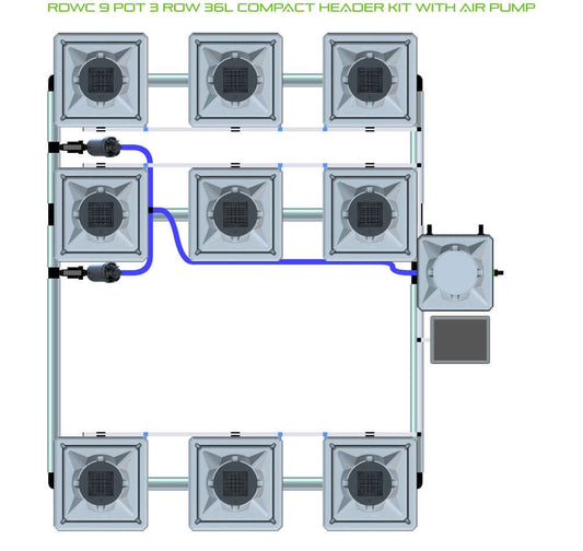 ALIEN Hydroponics RDWC 9 Pot 3 Row 36L Compact Header Kit with Air Pump product image 1