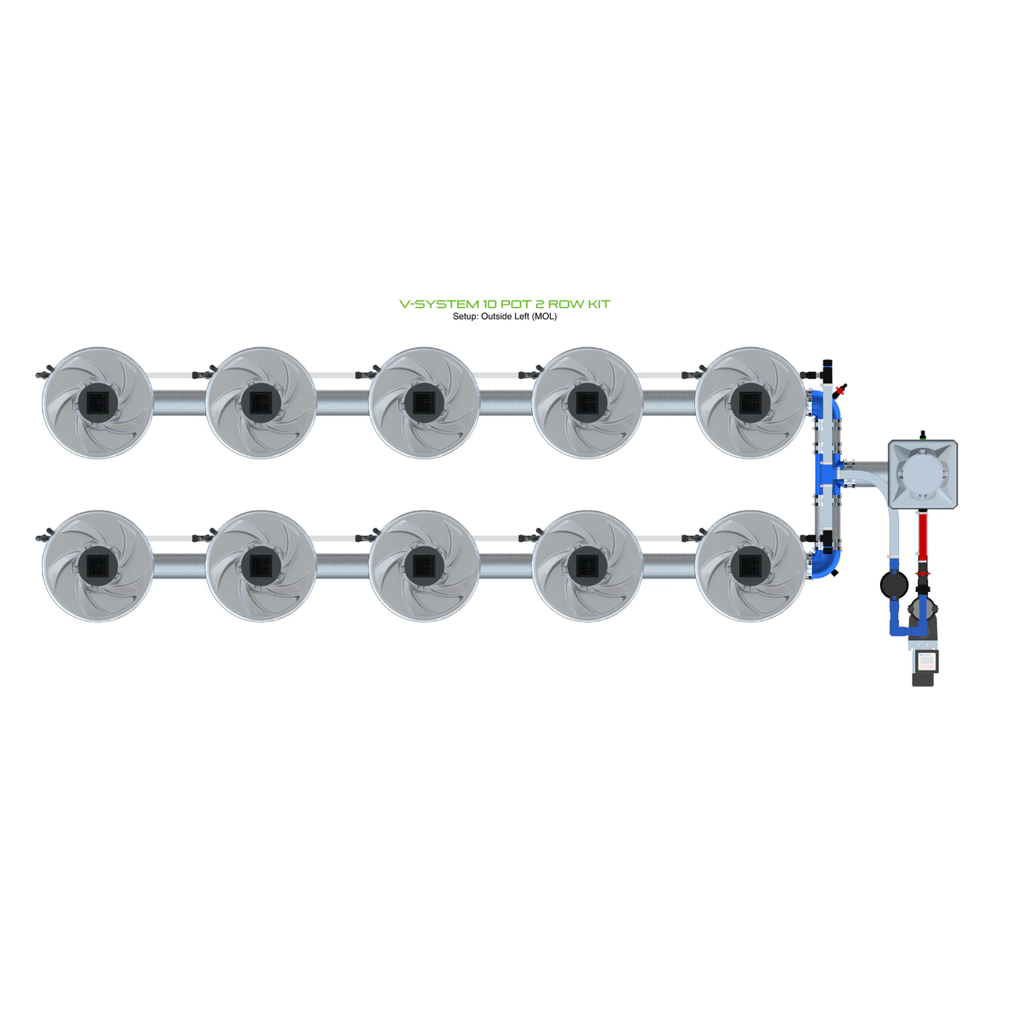 ALIEN Hydroponics V-SYSTEM 10 Pot 2 Row Kit product image 6