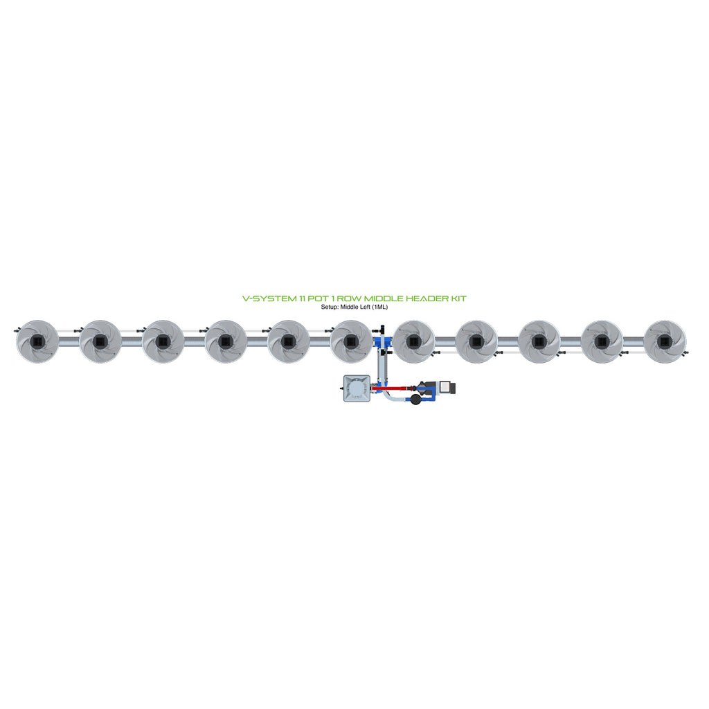 ALIEN Hydroponics V-SYSTEM 11 Pot 1 Row Middle Header Kit product image 1