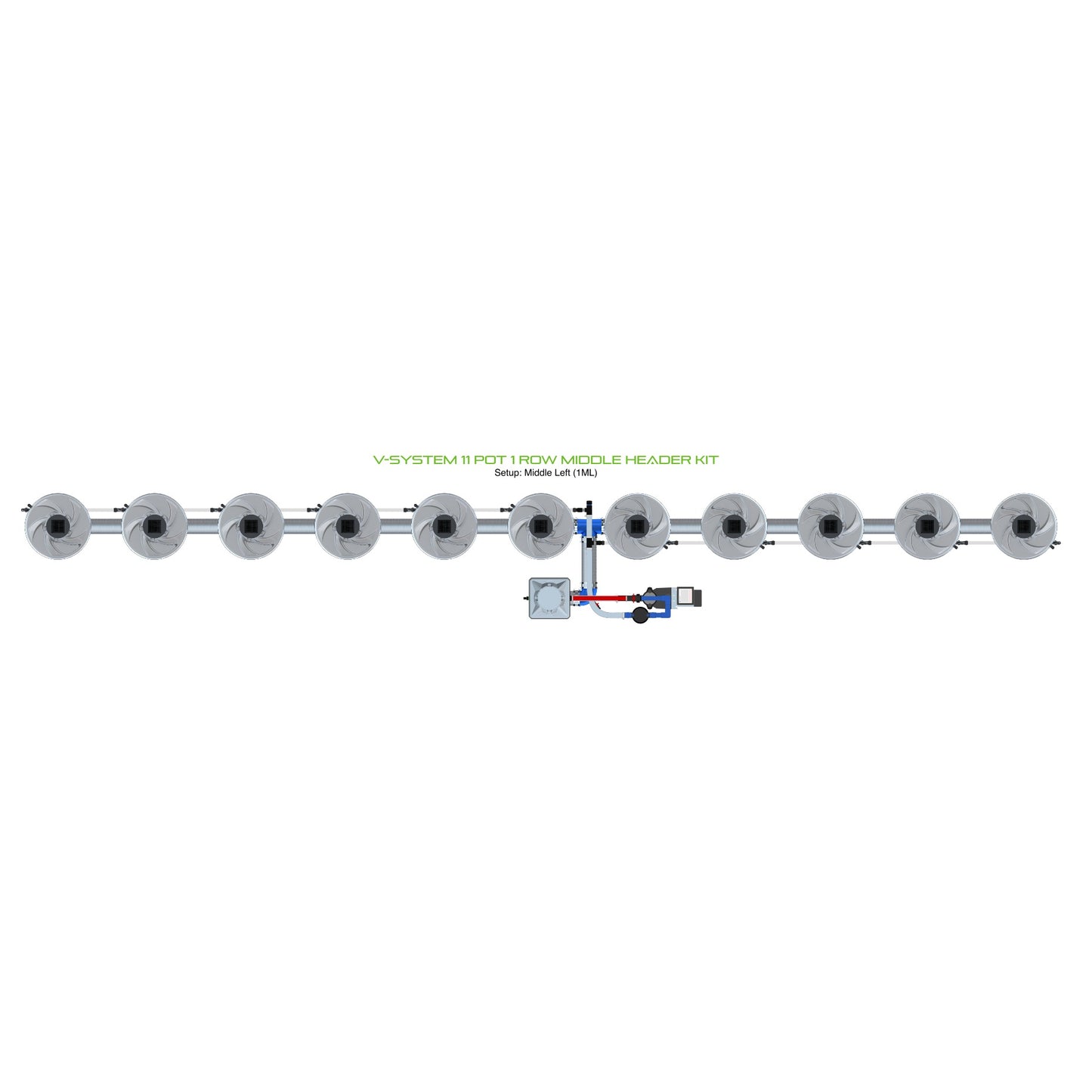ALIEN Hydroponics V-SYSTEM 11 Pot 1 Row Middle Header Kit product image 1