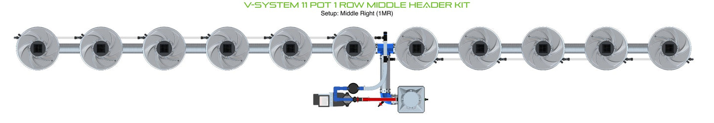 ALIEN Hydroponics V-SYSTEM 11 Pot 1 Row Middle Header Kit product image 3