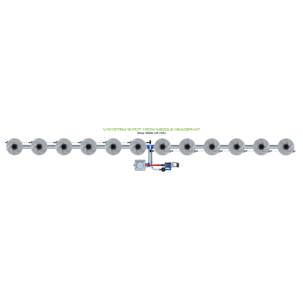 ALIEN Hydroponics V-SYSTEM 12 Pot 1 Row Middle Header Kit product image 1