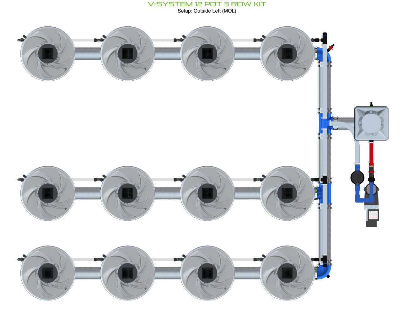 ALIEN Hydroponics V-SYSTEM 12 Pot 3 Row Kit product image 10
