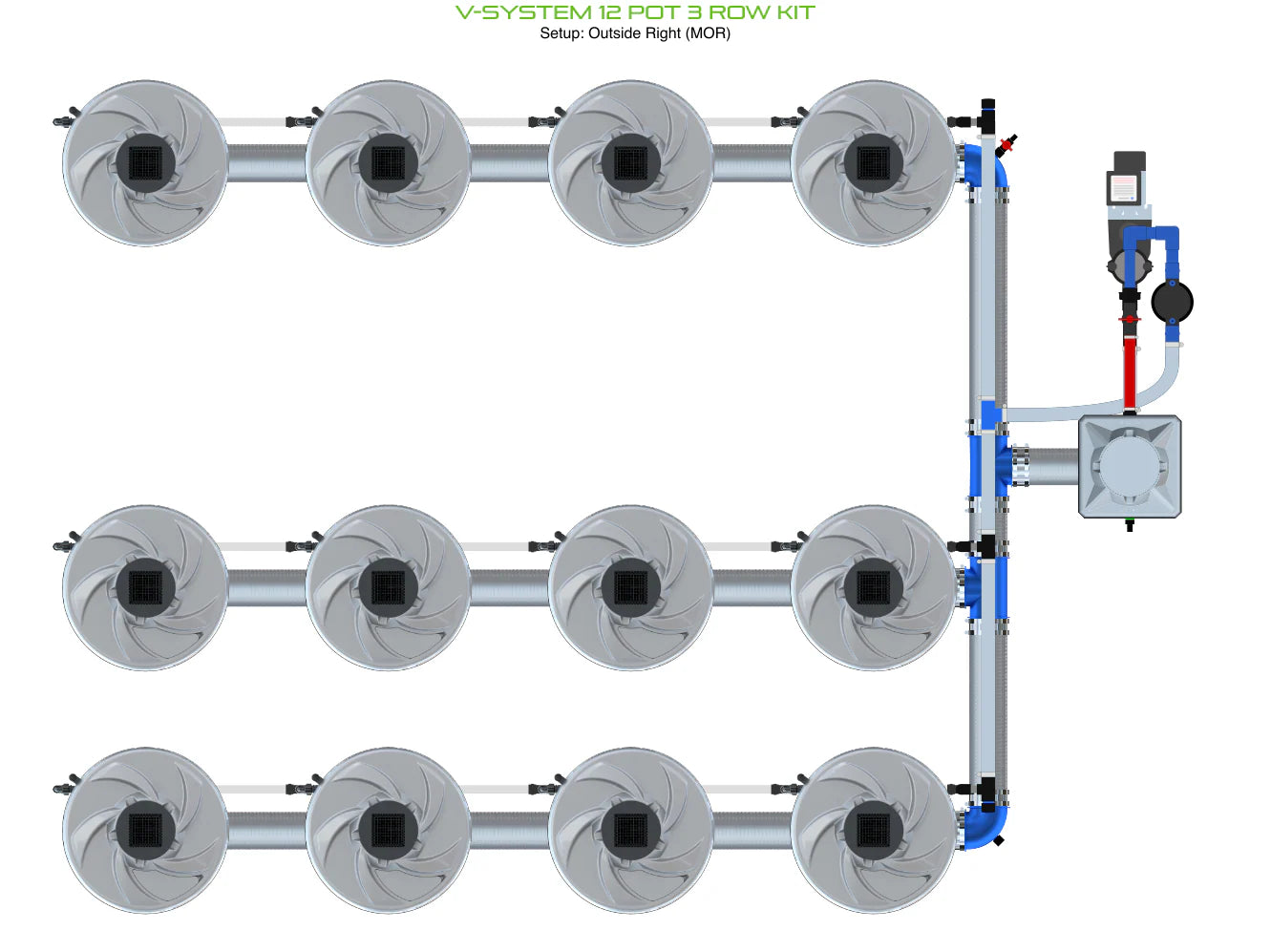 ALIEN Hydroponics V-SYSTEM 12 Pot 3 Row Kit product image 14