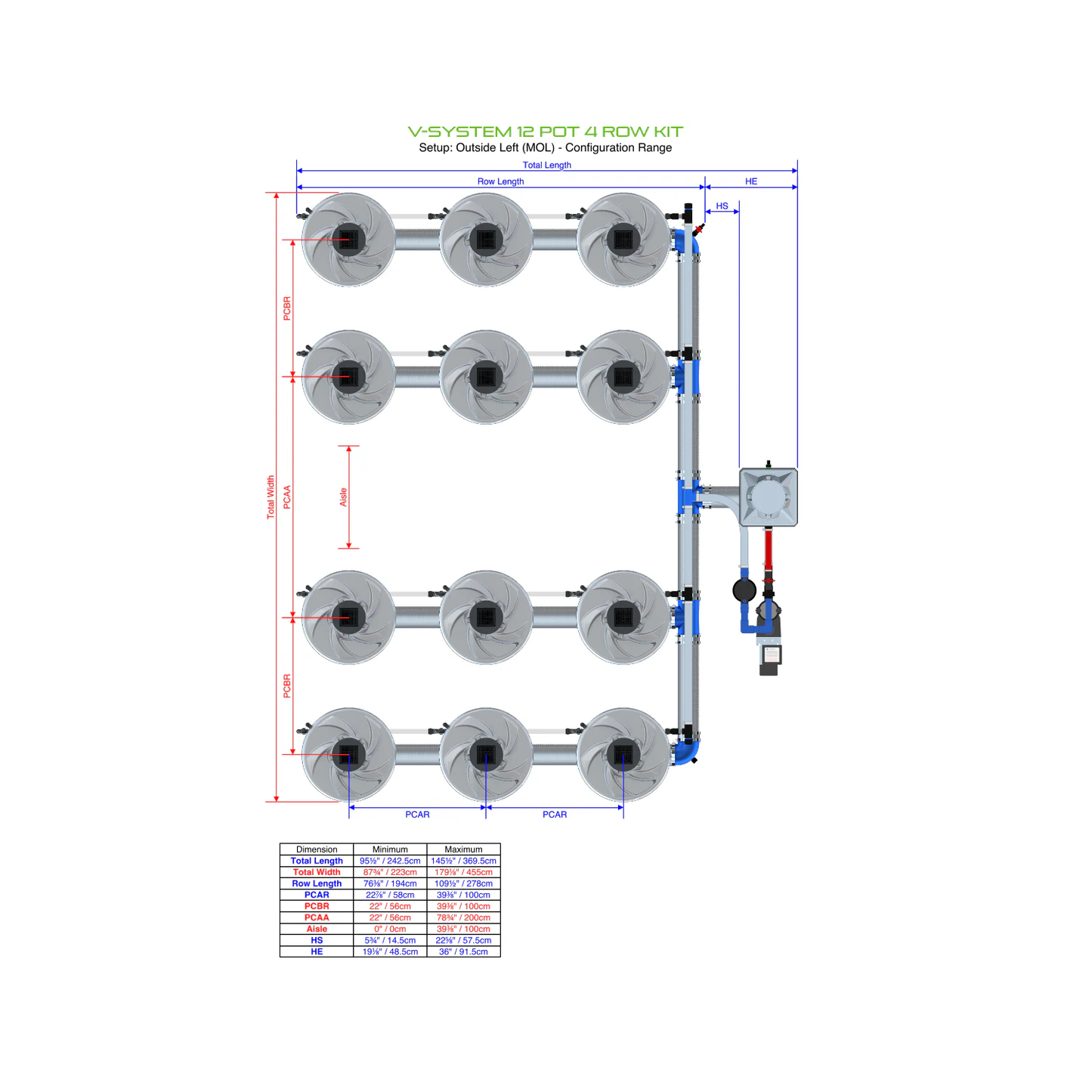 ALIEN Hydroponics V-SYSTEM 12 Pot 4 Row Kit product image 7