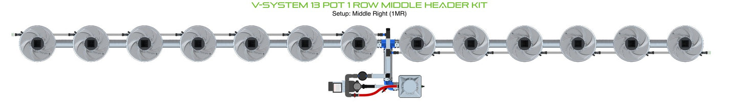 ALIEN Hydroponics V-SYSTEM 13 Pot 1 Row Middle Header Kit product image 3