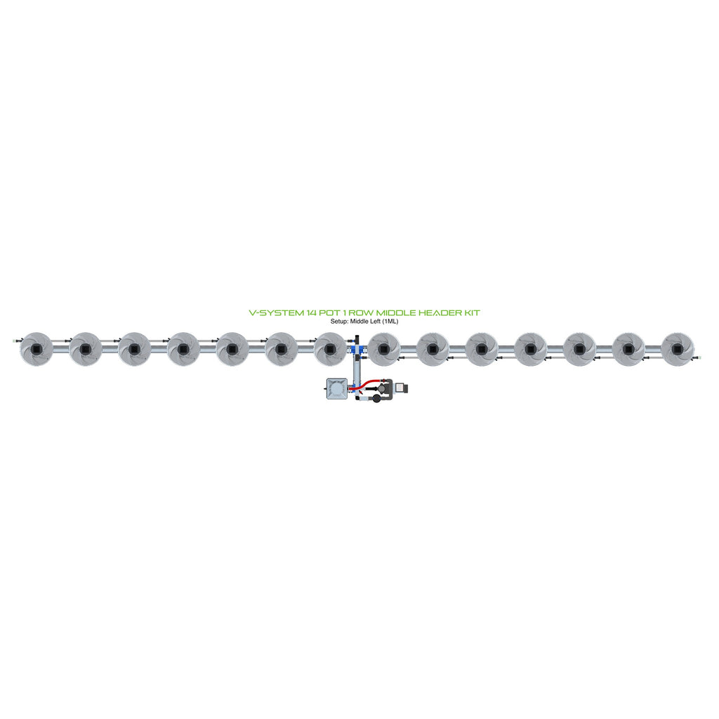 ALIEN Hydroponics V-SYSTEM 14 Pot 1 Row Middle Header Kit product image 1