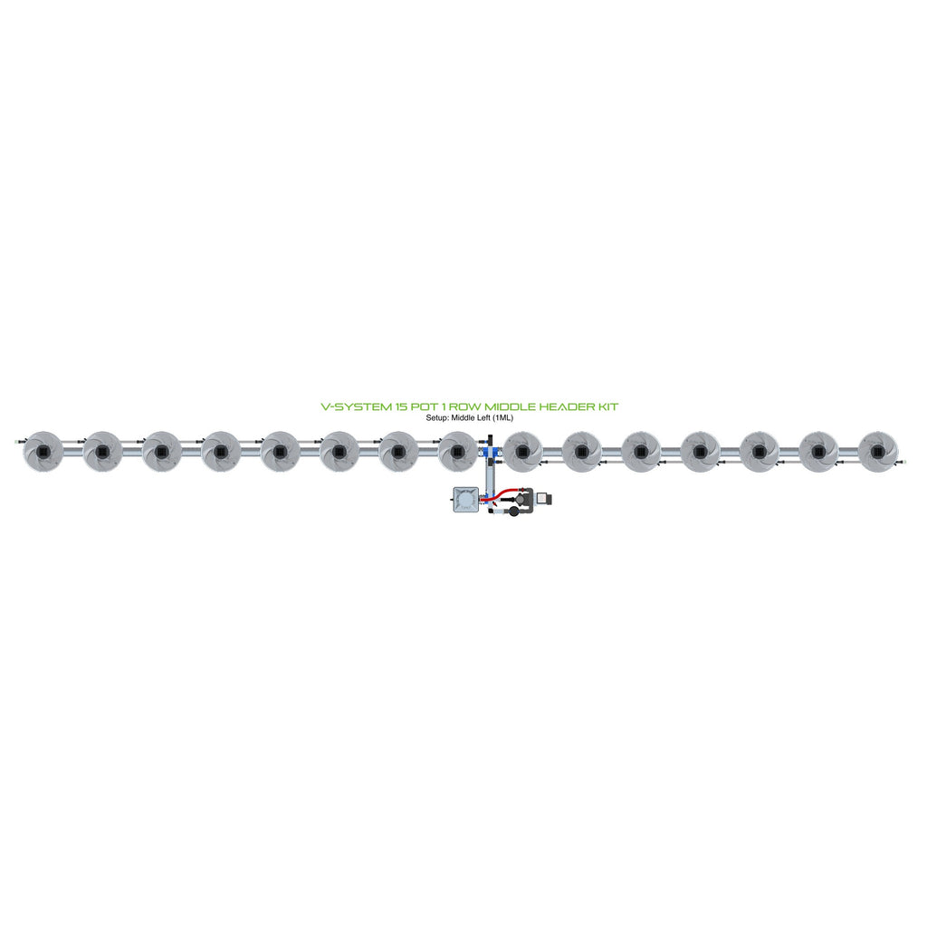 ALIEN Hydroponics V-SYSTEM 15 Pot 1 Row Middle Header Kit product image 1