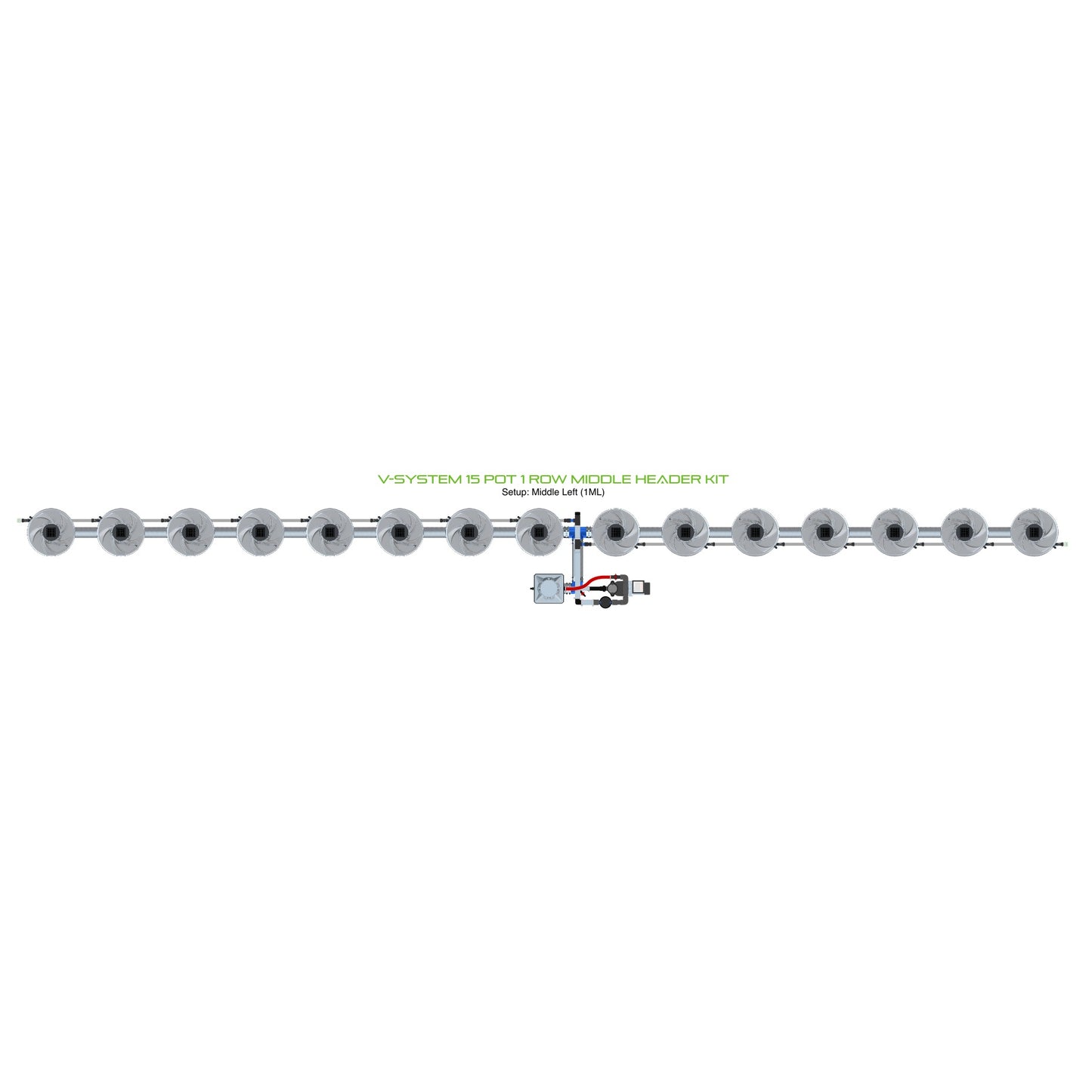 ALIEN Hydroponics V-SYSTEM 15 Pot 1 Row Middle Header Kit product image 1