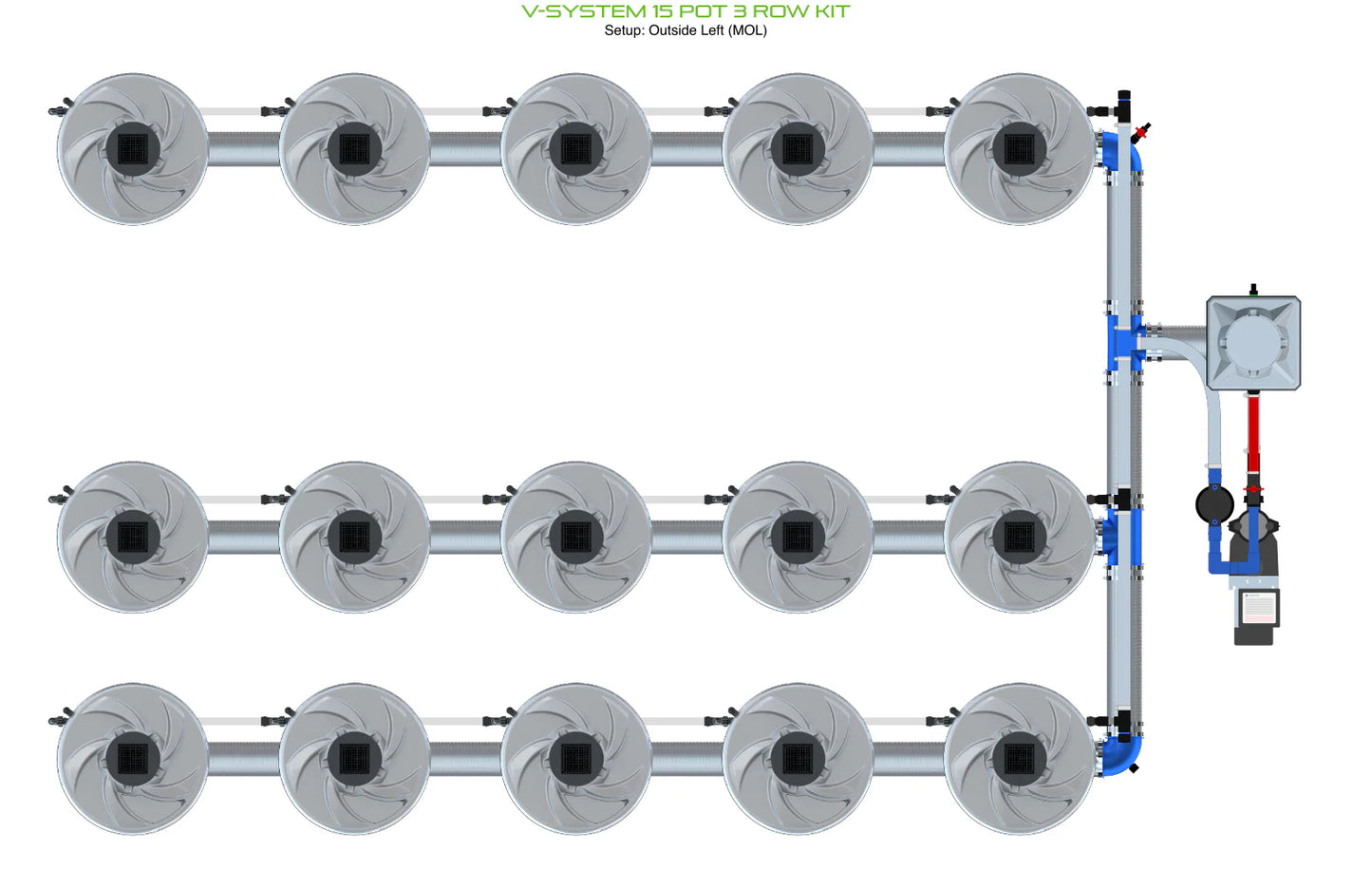 ALIEN Hydroponics V-SYSTEM 15 Pot 3 Row Kit product image 10