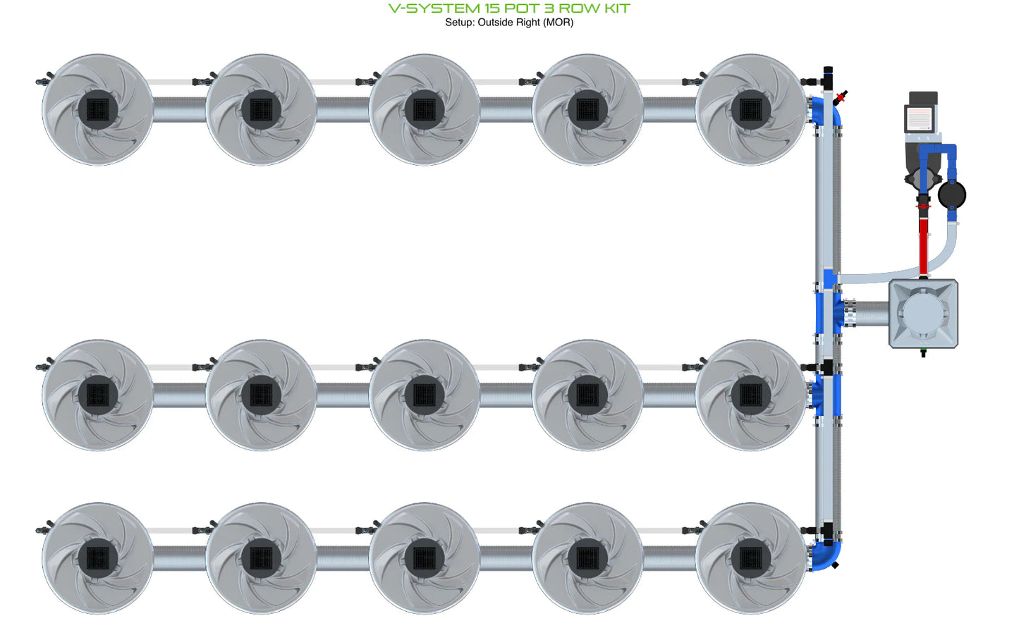 ALIEN Hydroponics V-SYSTEM 15 Pot 3 Row Kit product image 14