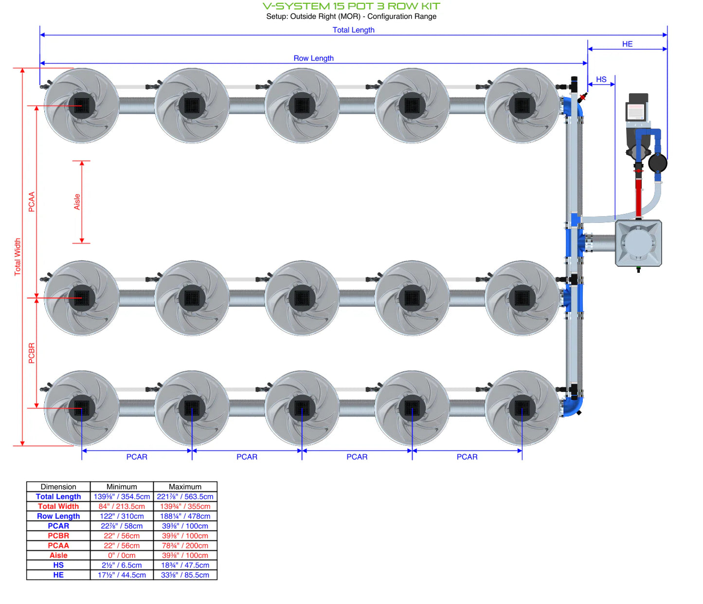 ALIEN Hydroponics V-SYSTEM 15 Pot 3 Row Kit product image 15