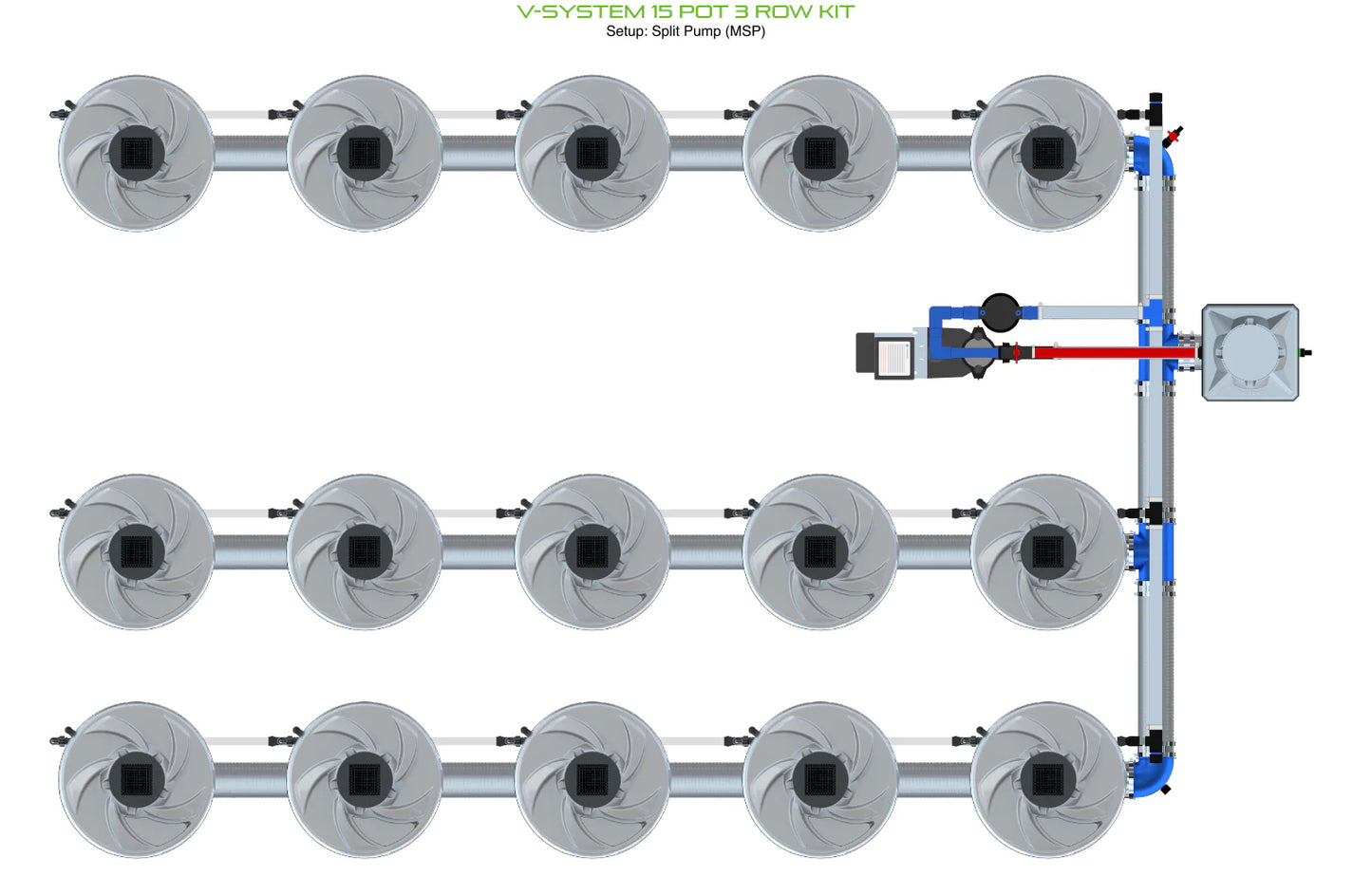 ALIEN Hydroponics V-SYSTEM 15 Pot 3 Row Kit product image 18