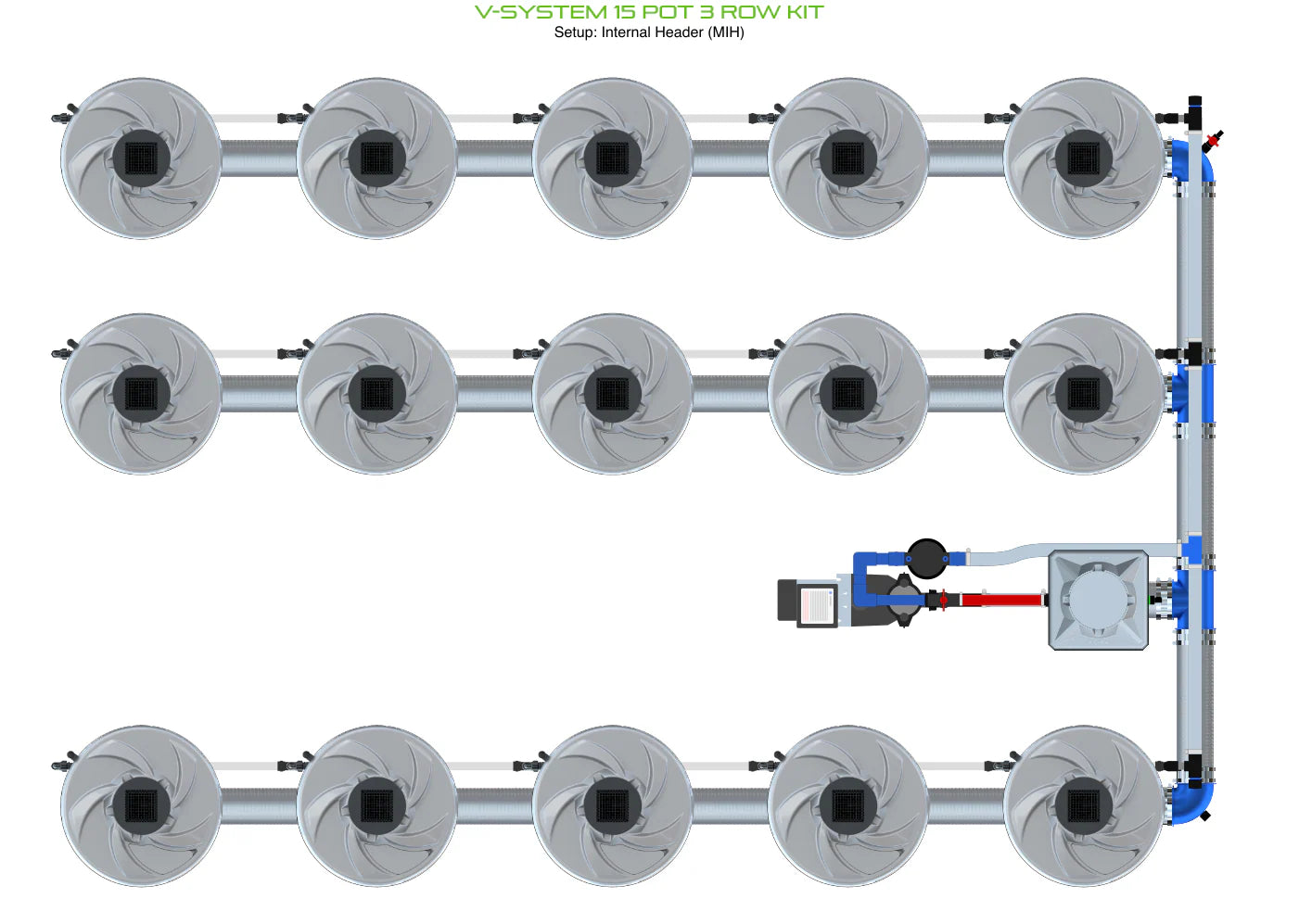 ALIEN Hydroponics V-SYSTEM 15 Pot 3 Row Kit product image 4