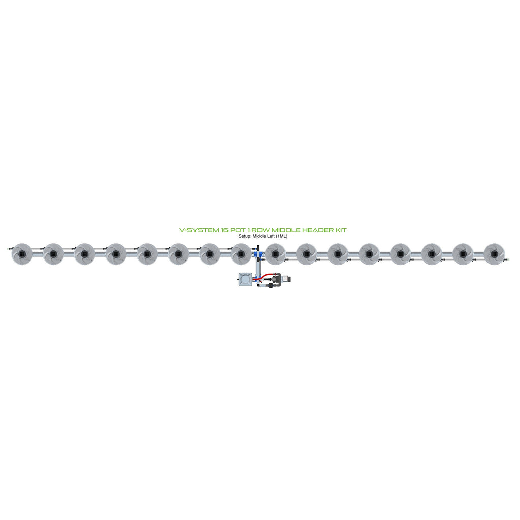 ALIEN Hydroponics V-SYSTEM 16 Pot 1 Row Middle Header Kit product image 1