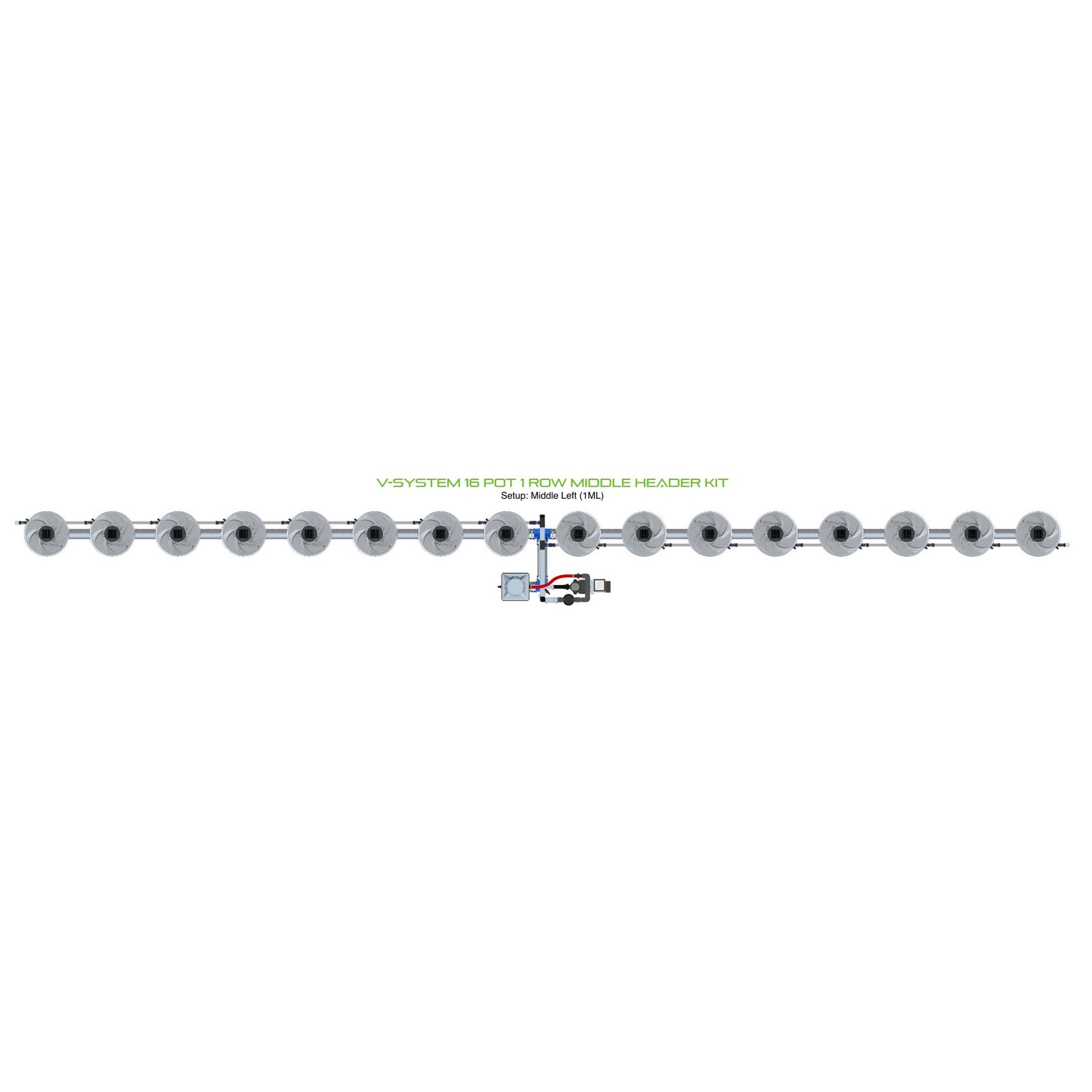 ALIEN Hydroponics V-SYSTEM 16 Pot 1 Row Middle Header Kit product image 1