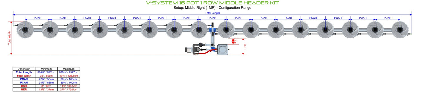 ALIEN Hydroponics V-SYSTEM 16 Pot 1 Row Middle Header Kit product image 4