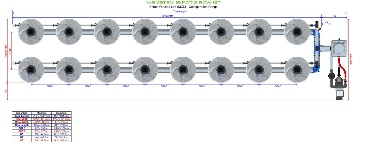 ALIEN Hydroponics V-SYSTEM 16 Pot 2 Row Kit product image 7