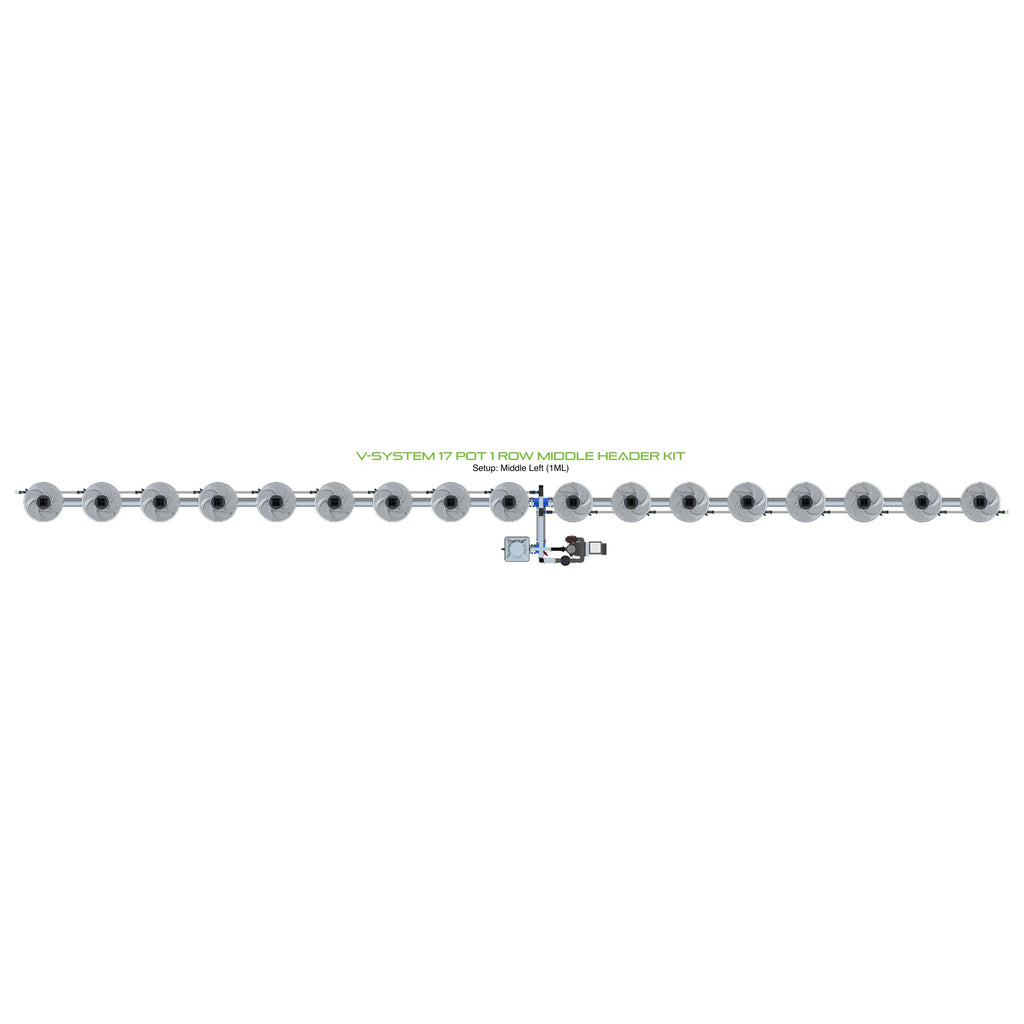ALIEN Hydroponics V-SYSTEM 17 Pot 1 Row Middle Header Kit product image 1