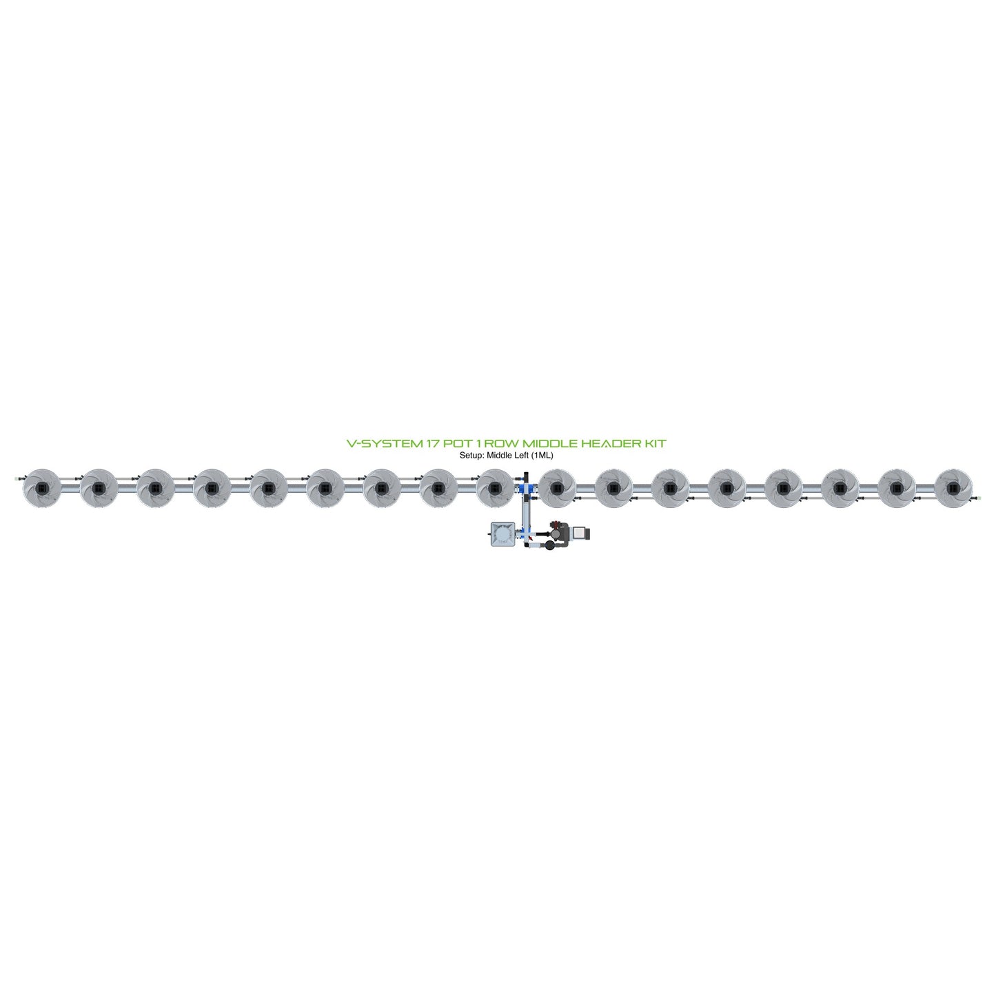 ALIEN Hydroponics V-SYSTEM 17 Pot 1 Row Middle Header Kit product image 1
