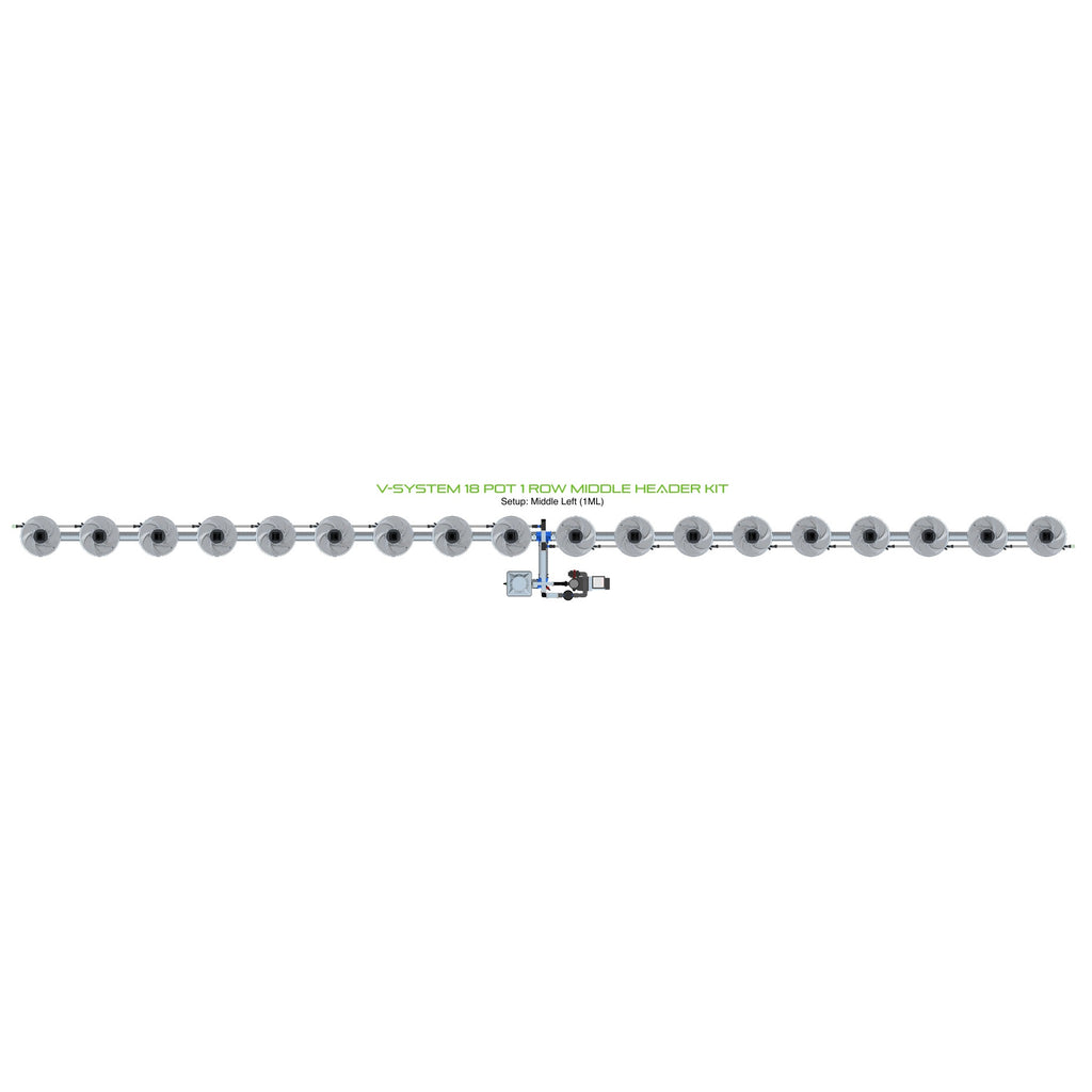 ALIEN Hydroponics V-SYSTEM 18 Pot 1 Row Middle Header Kit product image 1