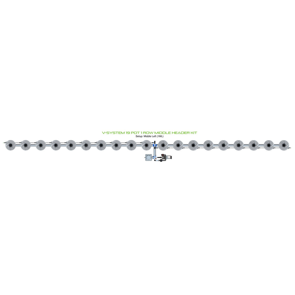 ALIEN Hydroponics V-SYSTEM 19 Pot 1 Row Middle Header Kit product image 1