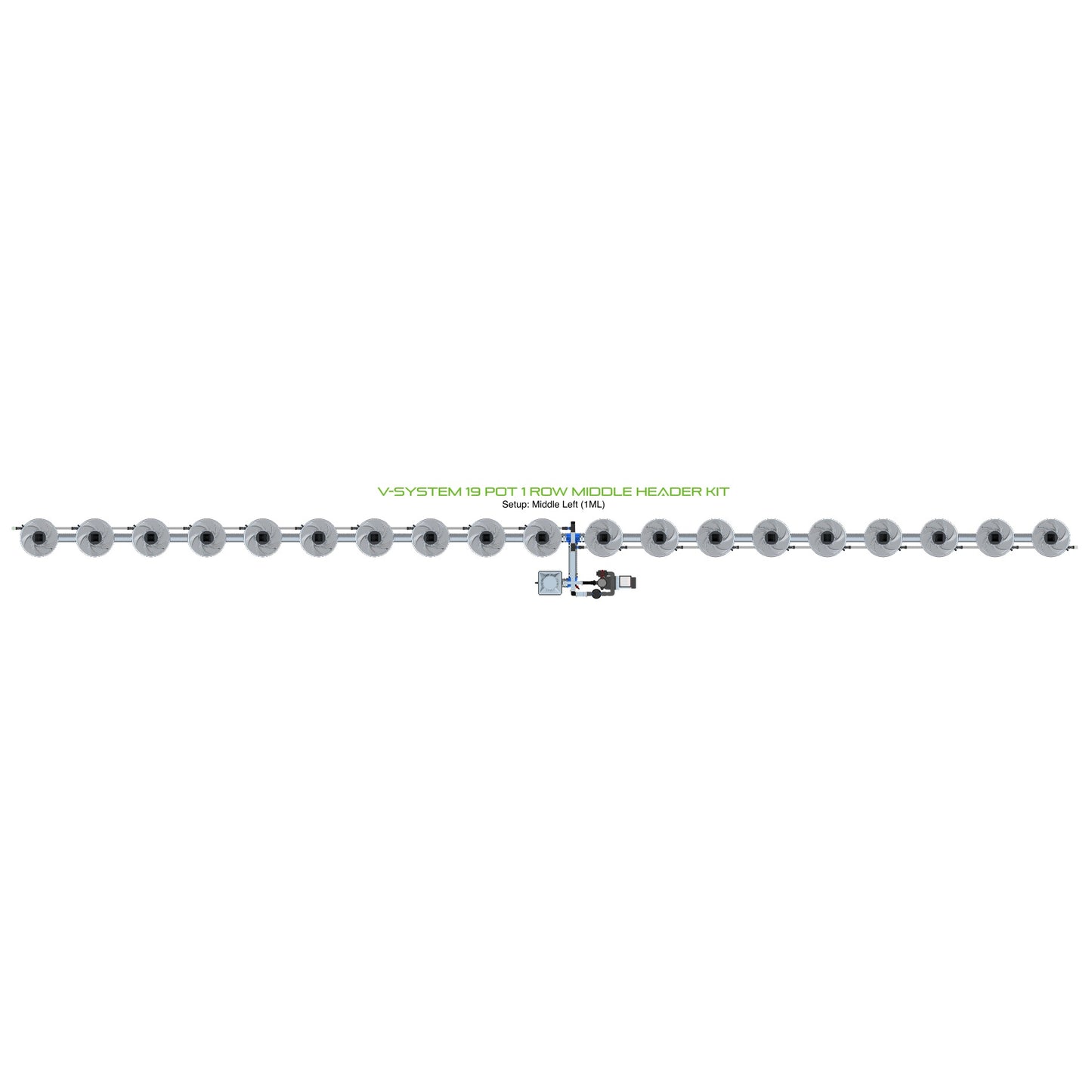 ALIEN Hydroponics V-SYSTEM 19 Pot 1 Row Middle Header Kit product image 1