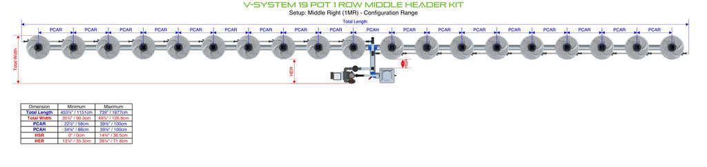 ALIEN Hydroponics V-SYSTEM 19 Pot 1 Row Middle Header Kit product image 4