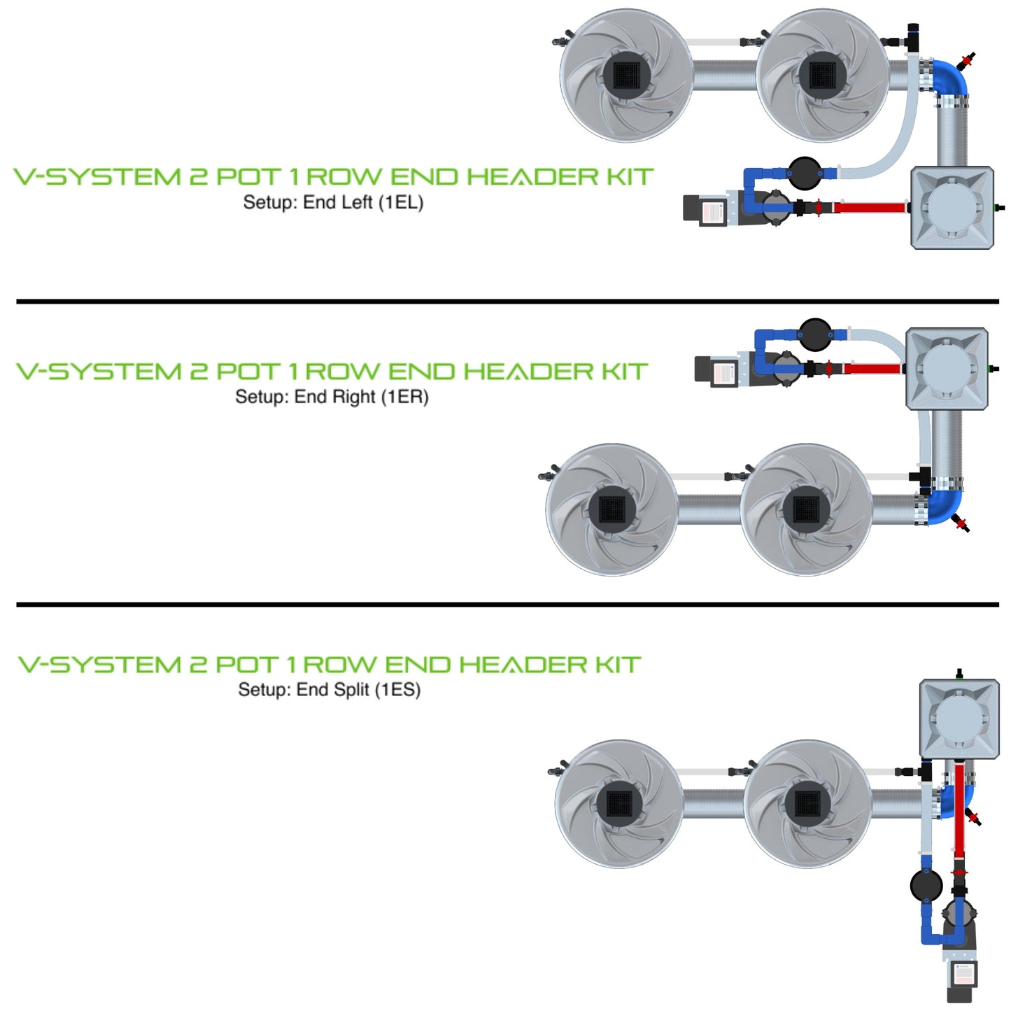 ALIEN Hydroponics V-SYSTEM 2 Pot 1 Row End Header Kit product image 1