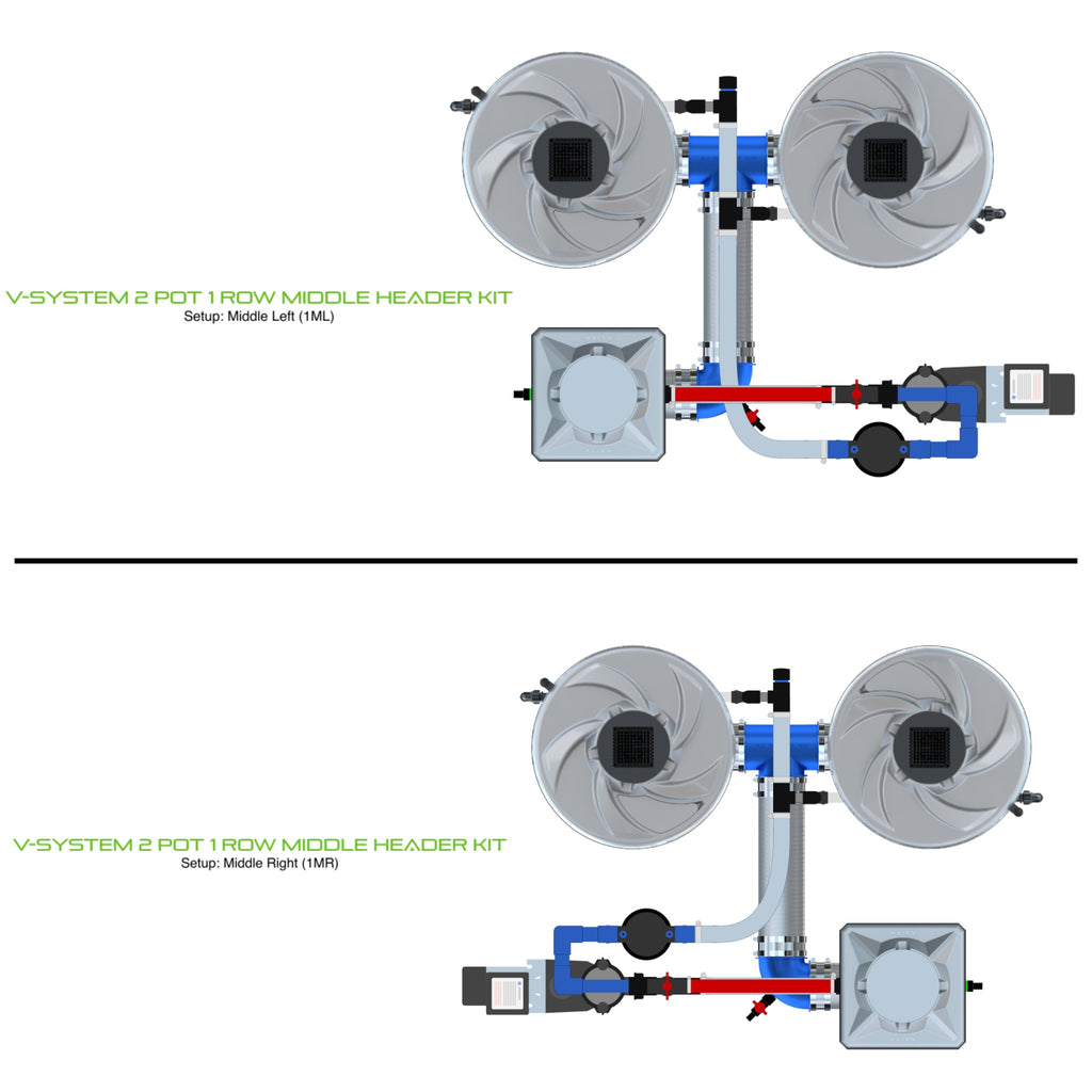 ALIEN Hydroponics V-SYSTEM 2 Pot 1 Row Middle Header Kit product image 1