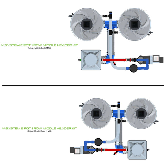 ALIEN Hydroponics V-SYSTEM 2 Pot 1 Row Middle Header Kit product image 1