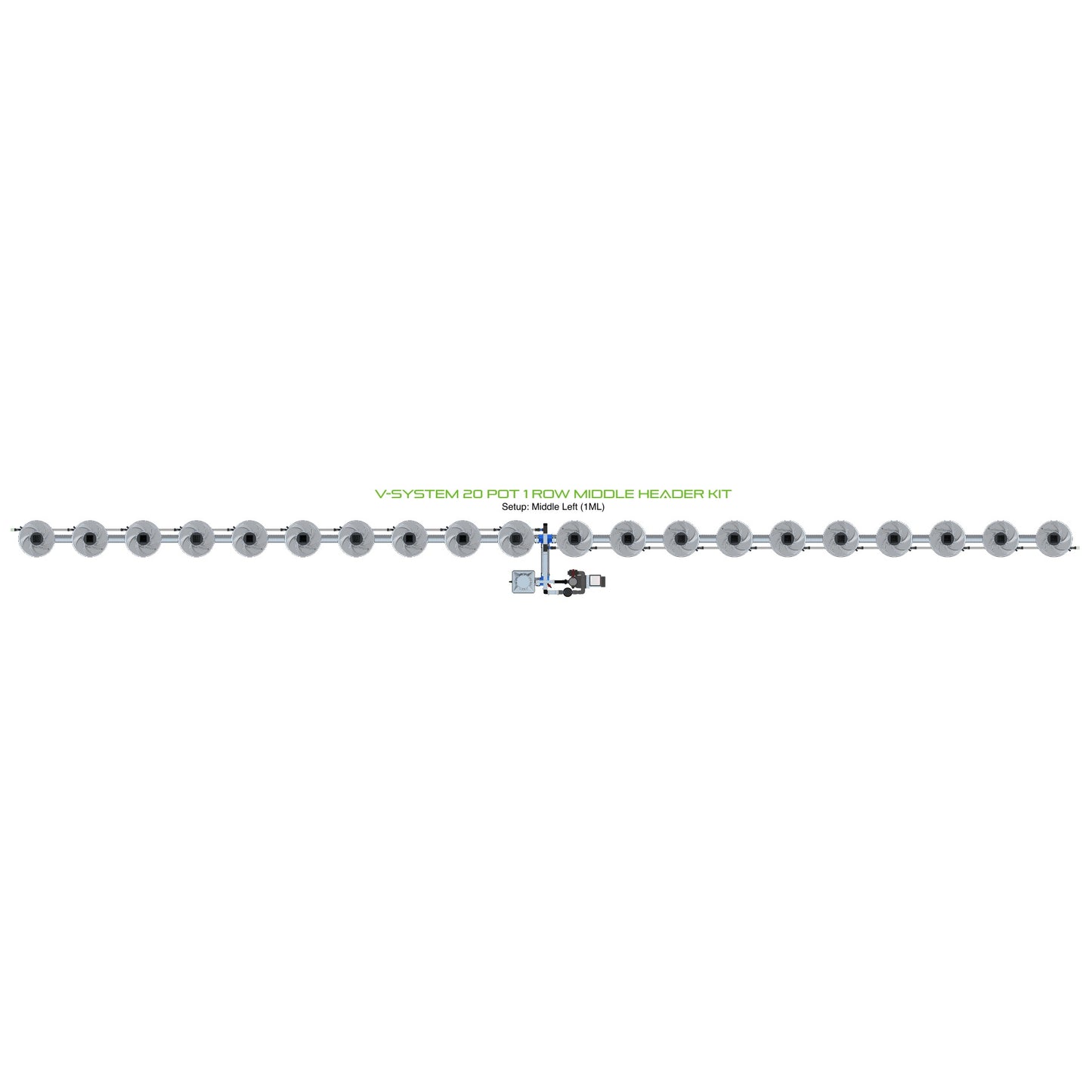 ALIEN Hydroponics V-SYSTEM 20 Pot 1 Row Middle Header Kit product image 1