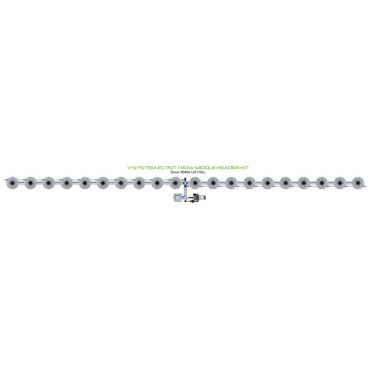 ALIEN Hydroponics V-SYSTEM 20 Pot 1 Row Middle Header Kit product image 1