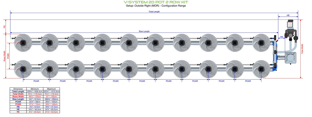 ALIEN Hydroponics V-SYSTEM 20 Pot 2 Row Kit product image 9