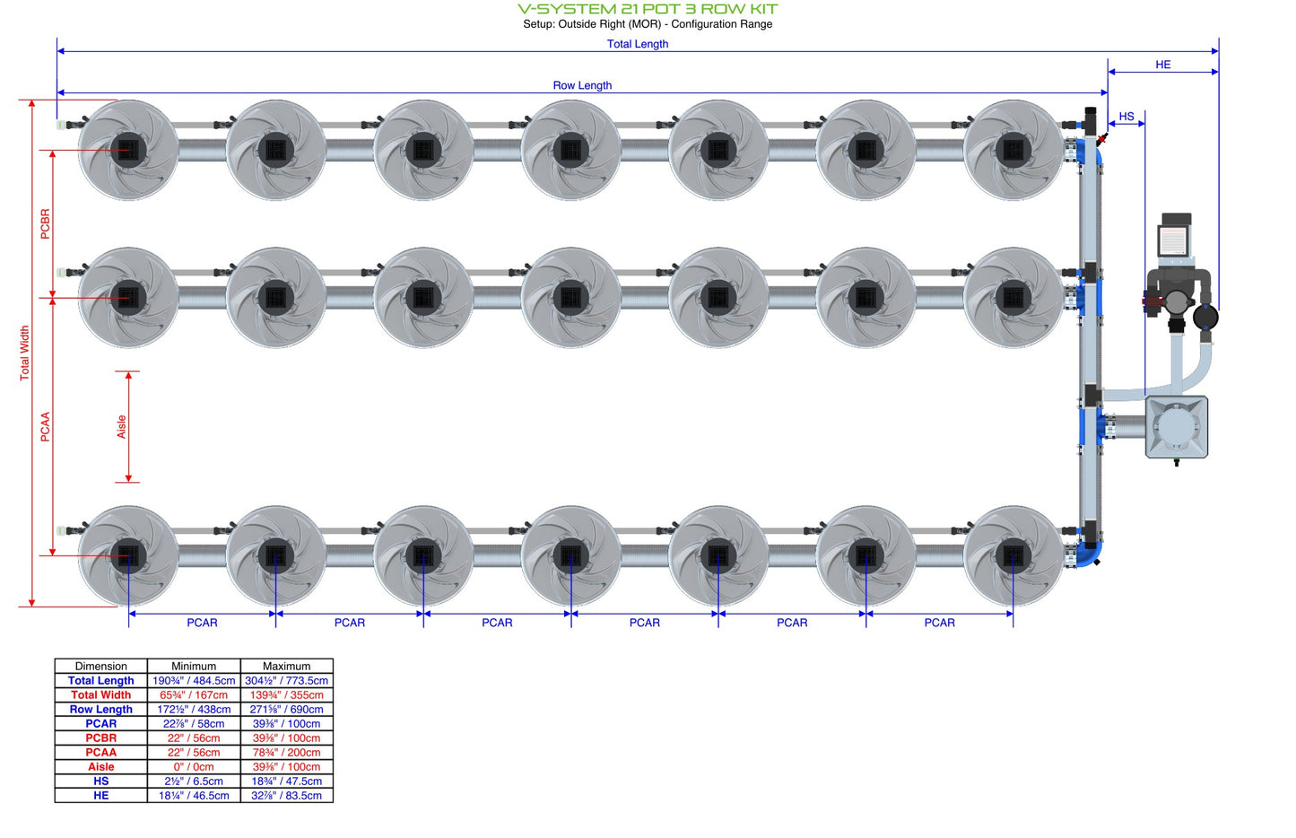 ALIEN Hydroponics V-SYSTEM 21 Pot 3 Row Kit product image 13