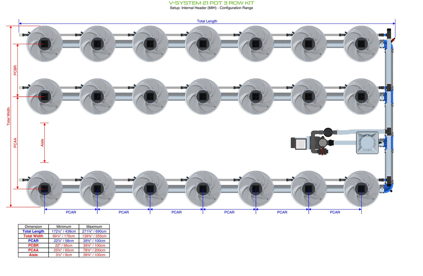 ALIEN Hydroponics V-SYSTEM 21 Pot 3 Row Kit product image 5