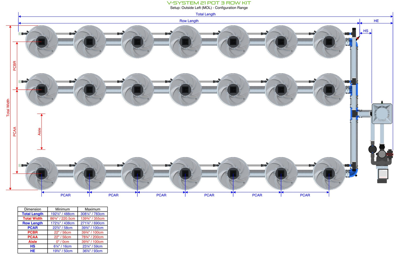 ALIEN Hydroponics V-SYSTEM 21 Pot 3 Row Kit product image 9
