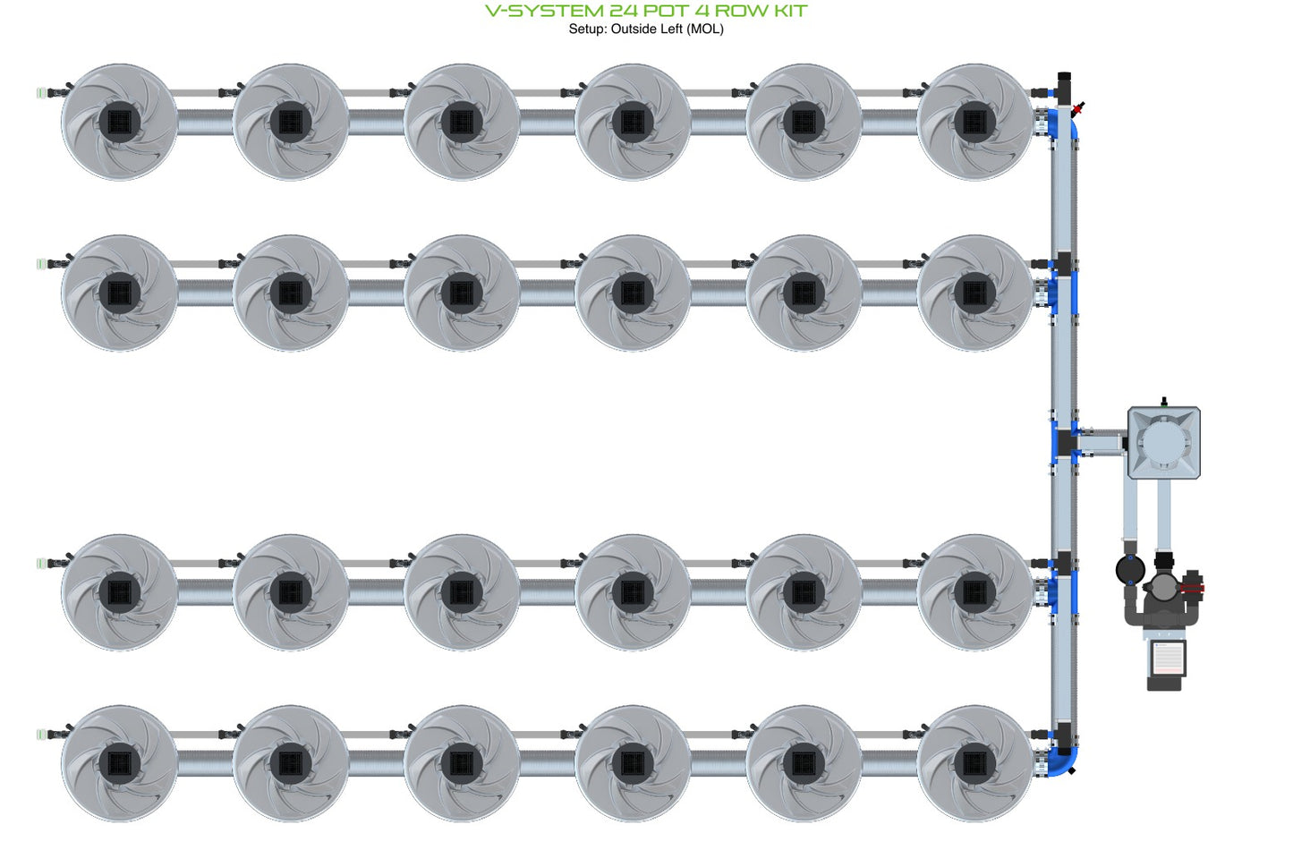 ALIEN Hydroponics V-SYSTEM 24 Pot 4 Row Kit product image 6