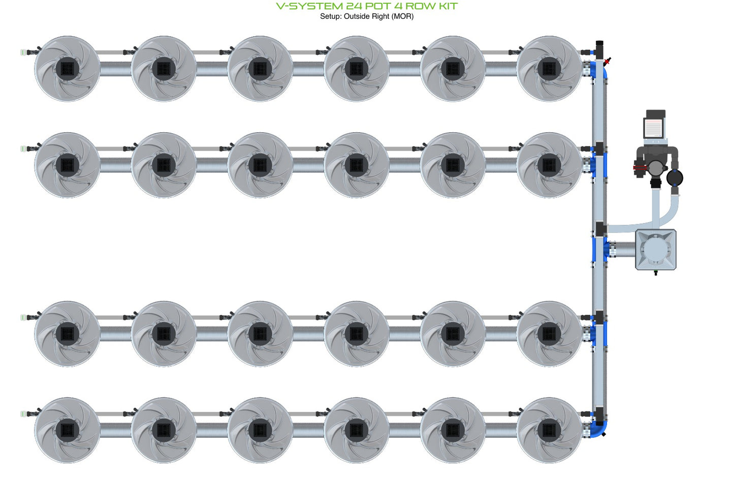 ALIEN Hydroponics V-SYSTEM 24 Pot 4 Row Kit product image 8