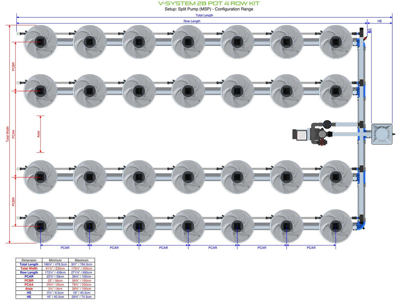 ALIEN Hydroponics V-SYSTEM 28 Pot 4 Row Kit product image 11