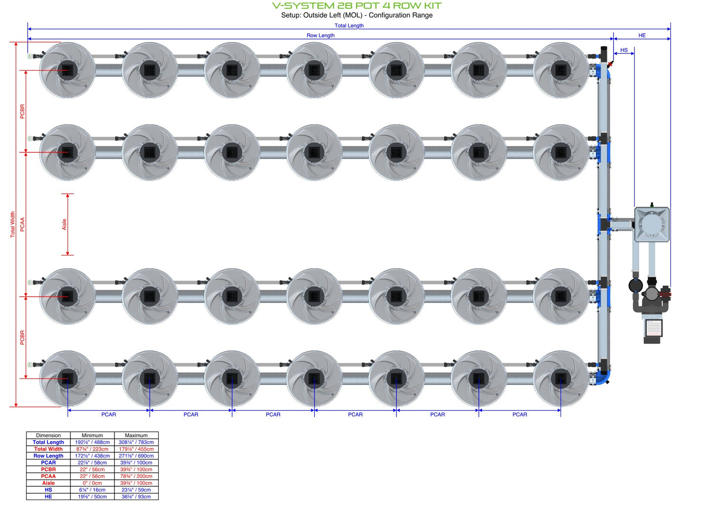 ALIEN Hydroponics V-SYSTEM 28 Pot 4 Row Kit product image 7