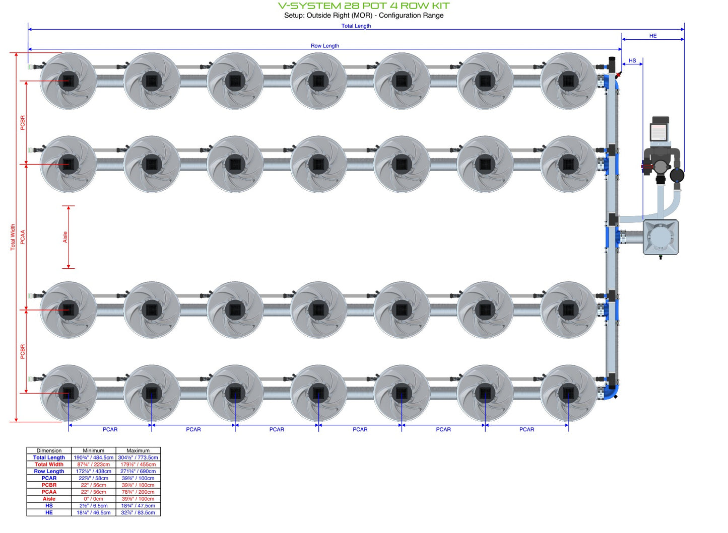 ALIEN Hydroponics V-SYSTEM 28 Pot 4 Row Kit product image 9
